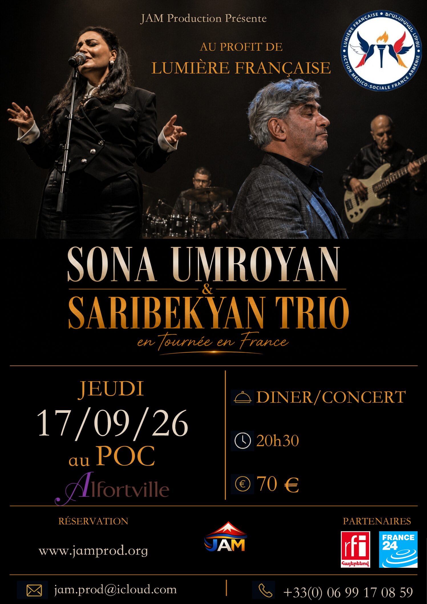 Affiche du concert JAM au profit de Lumière Française
